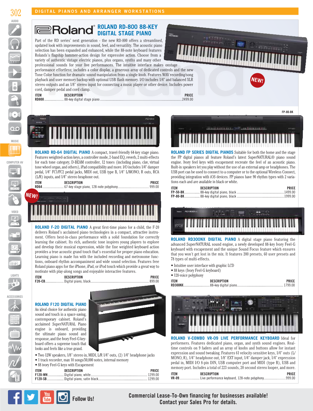 ROLAND RD-800 88-Key DIGITAL Stage PIANO Commercial Lease
