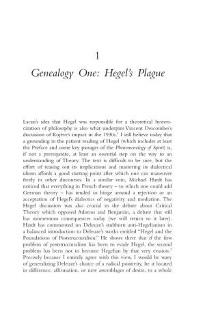 1 Genealogy One: Hegel's Plague