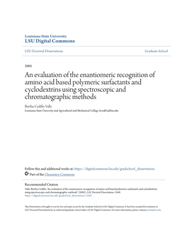 An Evaluation of the Enantiomeric Recognition of Amino Acid Based