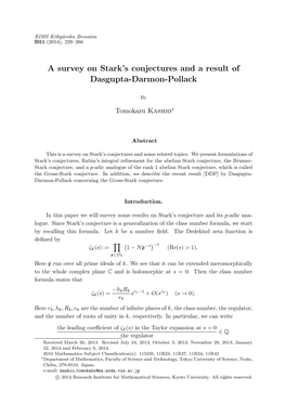 A Survey on Stark's Conjectures and a Result of Dasgupta-Darmon-Pollack