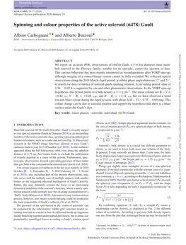 Spinning and Colour Properties of the Active Asteroid (6478) Gault