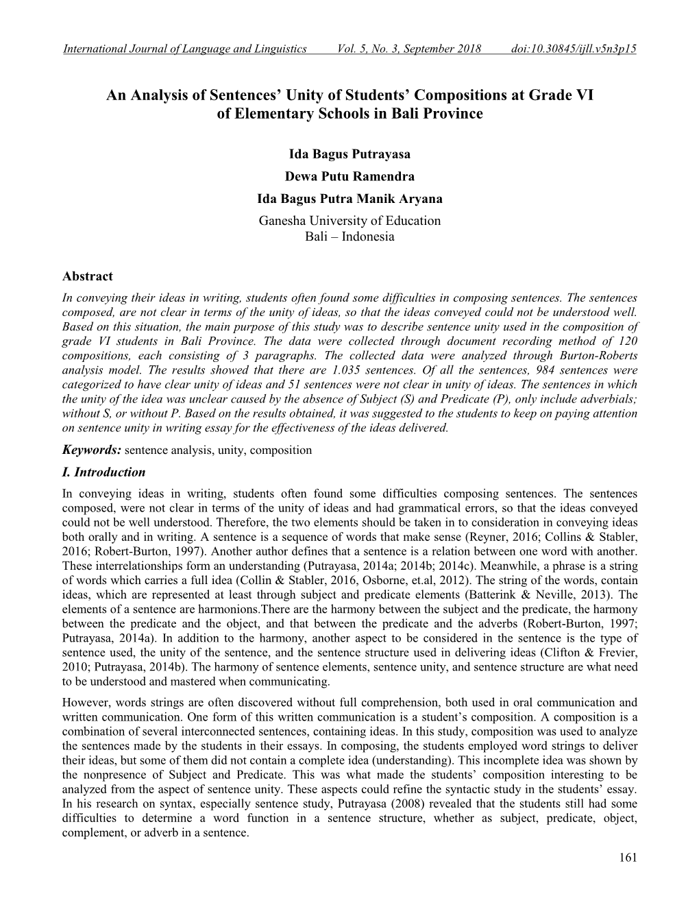 An Analysis of Sentences' Unity of Students' Compositions at Grade VI