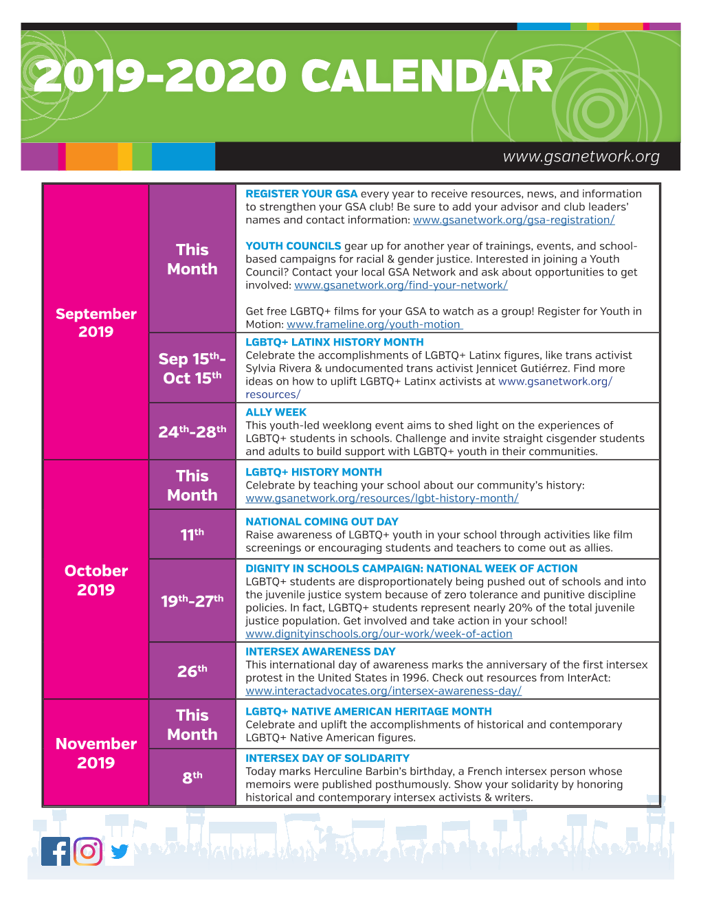 Calendar of Events 2019-2020