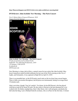 DVD Review: John Scofield: New Morning – the Paris Concert