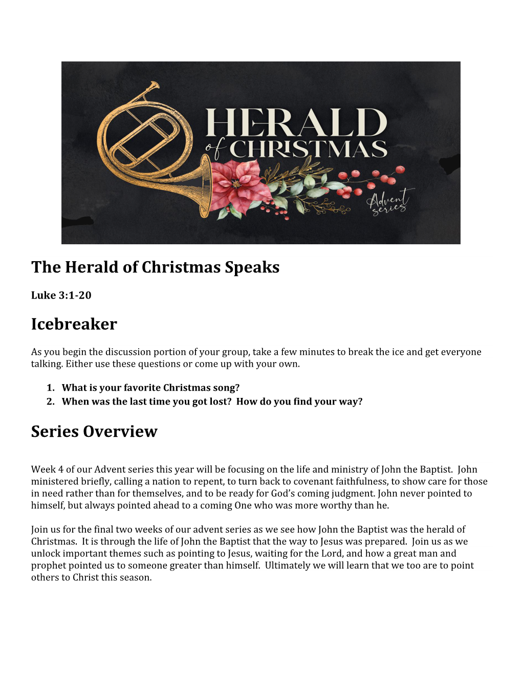 The Herald of Christmas Speaks Icebreaker Series Overview