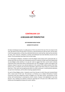 Continuum 119 a Belgian Art Perspective