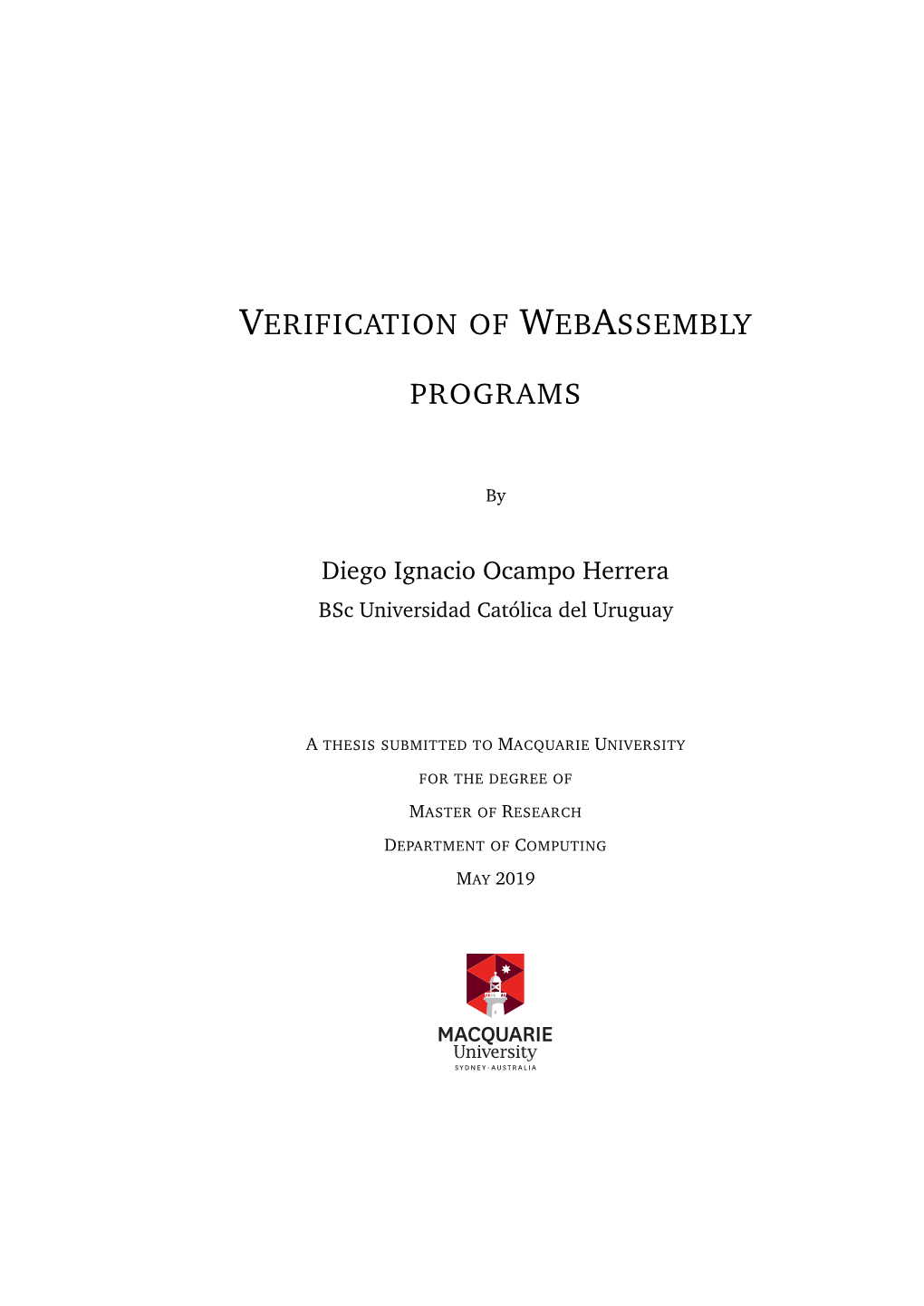 Verification of Webassembly Programs