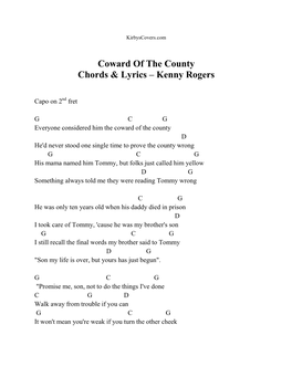 Coward of the County Chords & Lyrics – Kenny Rogers