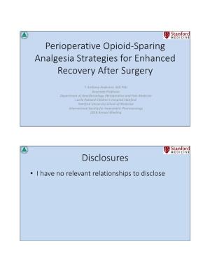Perioperative Opioid-Sparing Analgesia Strategies for Enhanced Recovery After Surgery