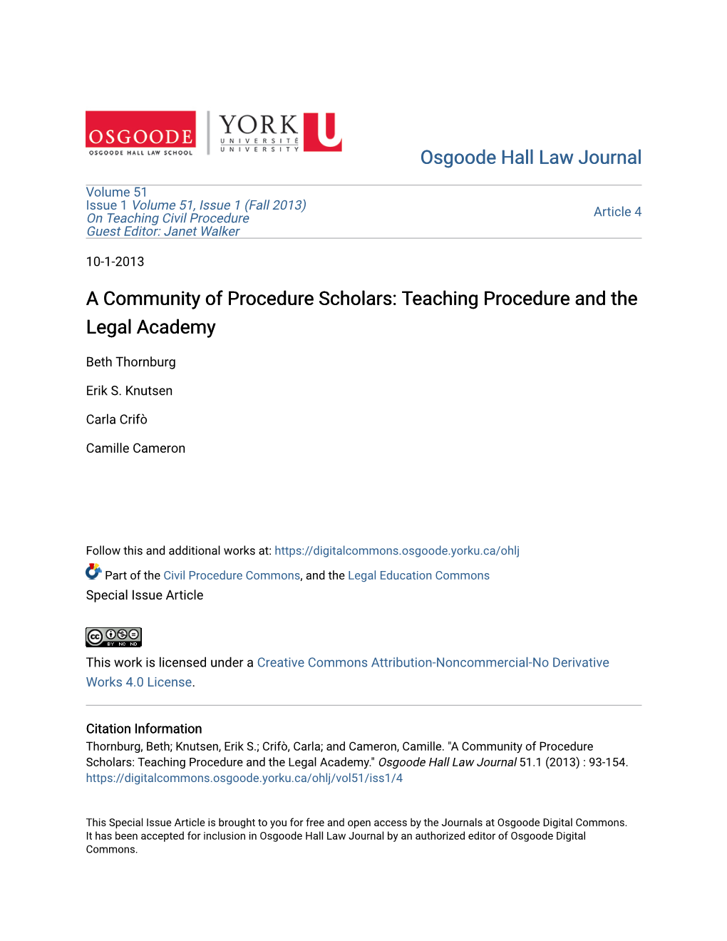 Teaching Procedure and the Legal Academy