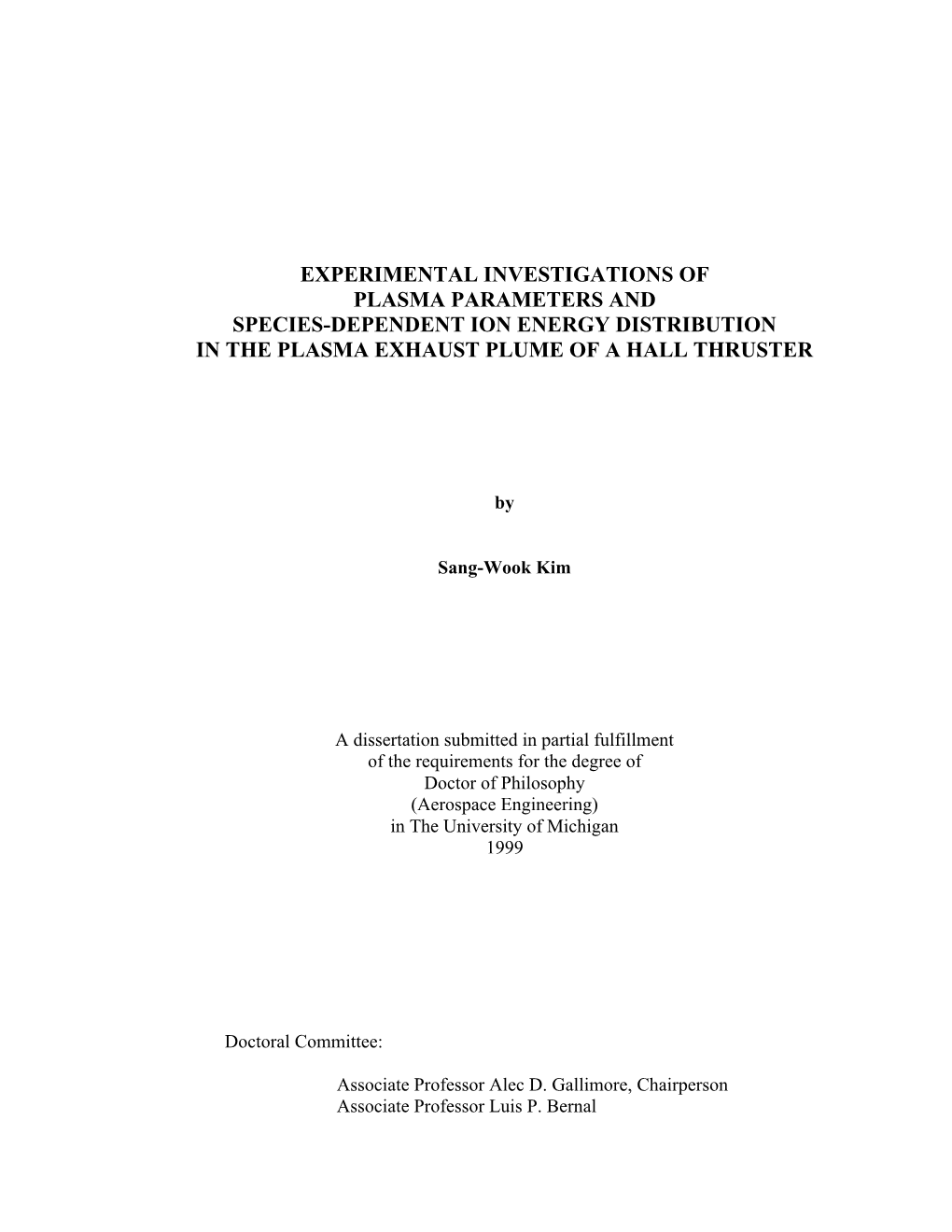 Experimental Investigations of Plasma Parameters and Species-Dependent Ion Energy Distribution in the Plasma Exhaust Plume of a Hall Thruster