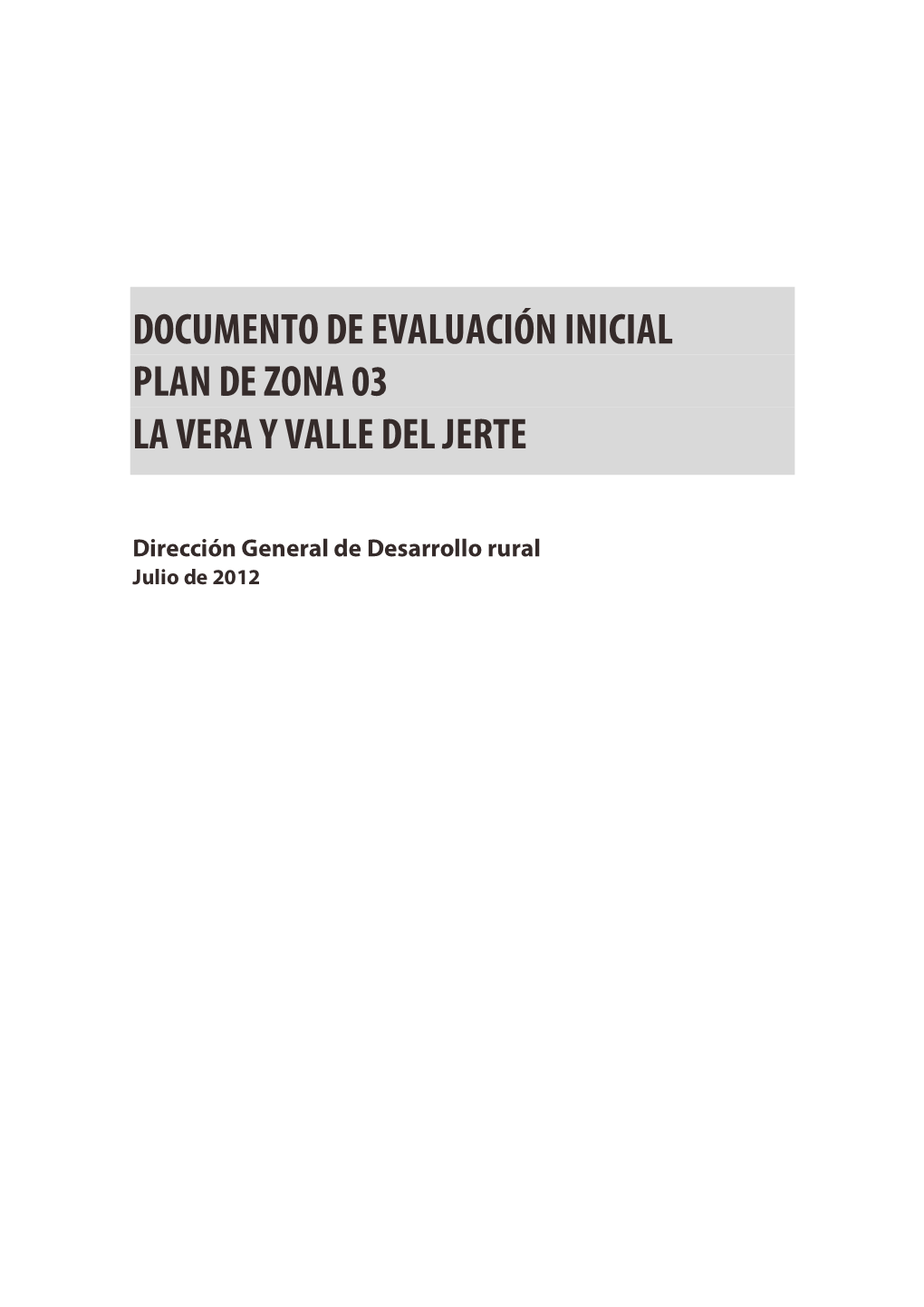 Documento De Evaluación Inicial Plan De Zona 03 La Vera Y Valle Del Jerte