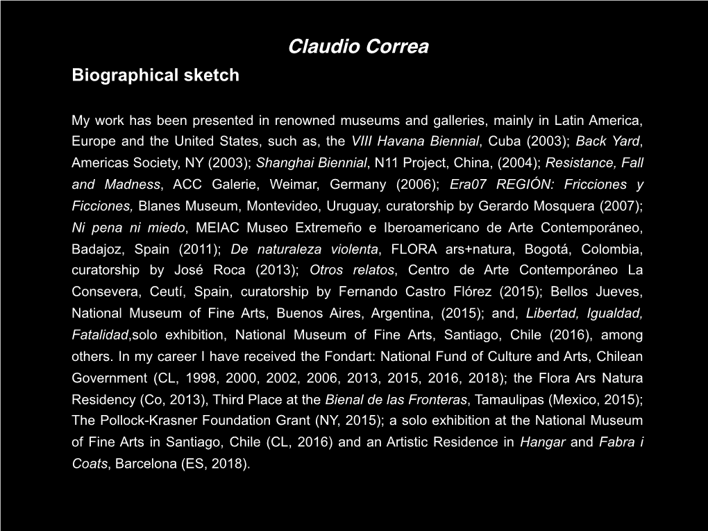 Claudio Correa Biographical Sketch