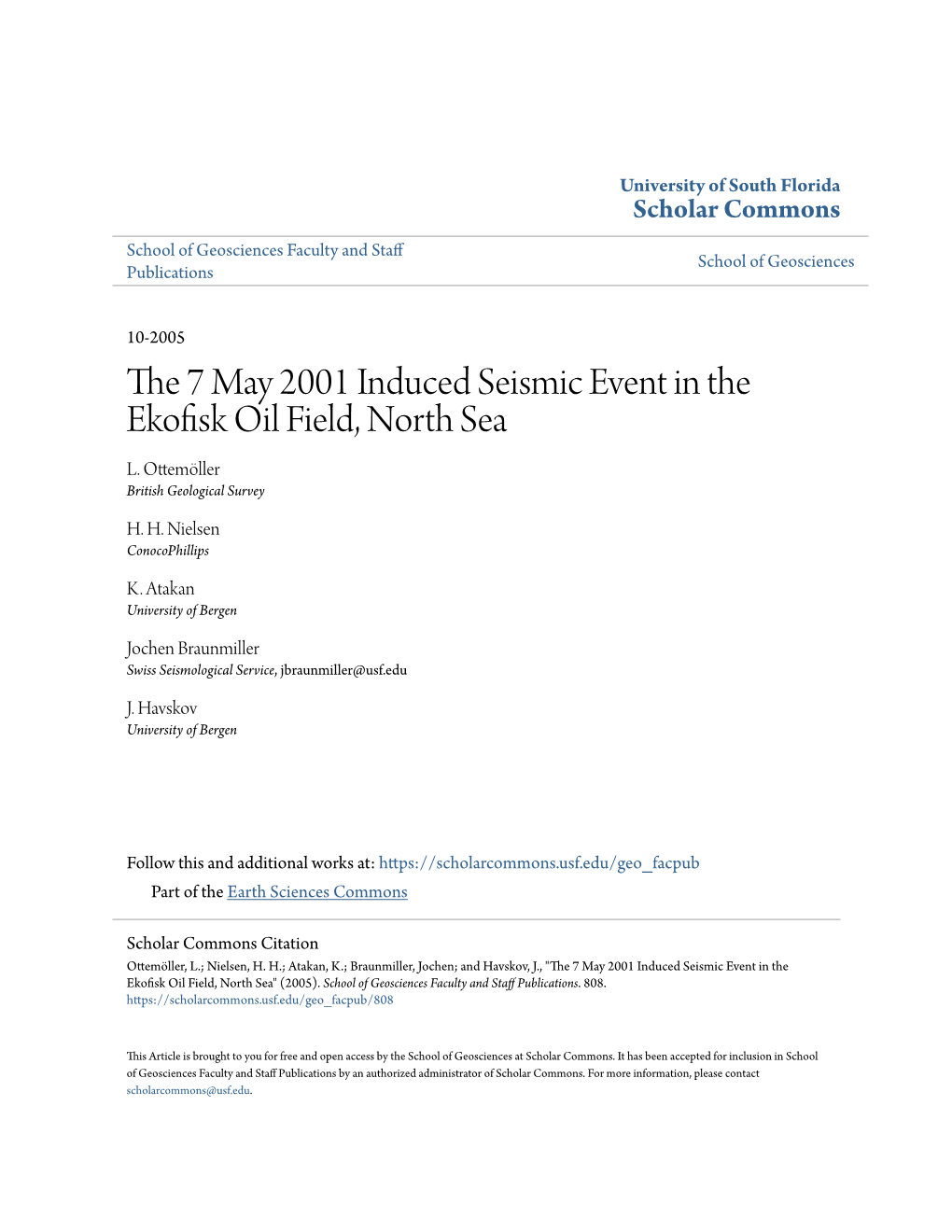 The 7 May 2001 Induced Seismic Event in the Ekofisk Oil Field, North Sea L