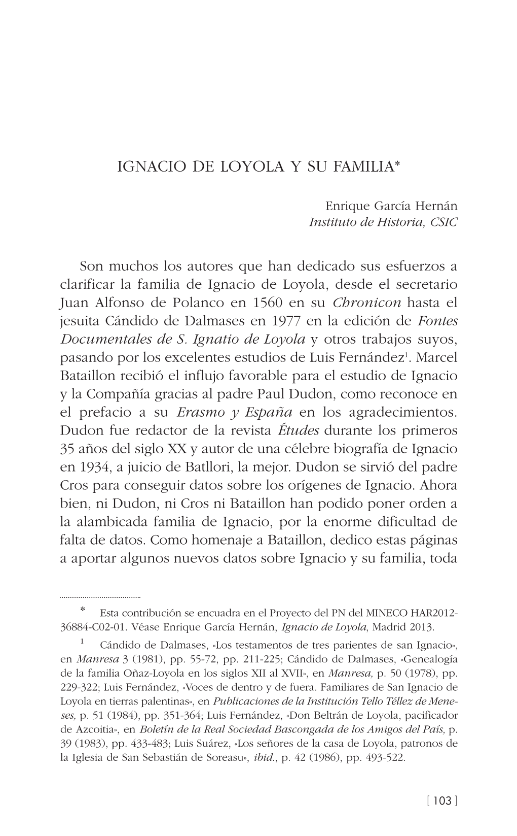 4. Ignacio De Loyola Y Su Familia, Por Enrique García Hernán