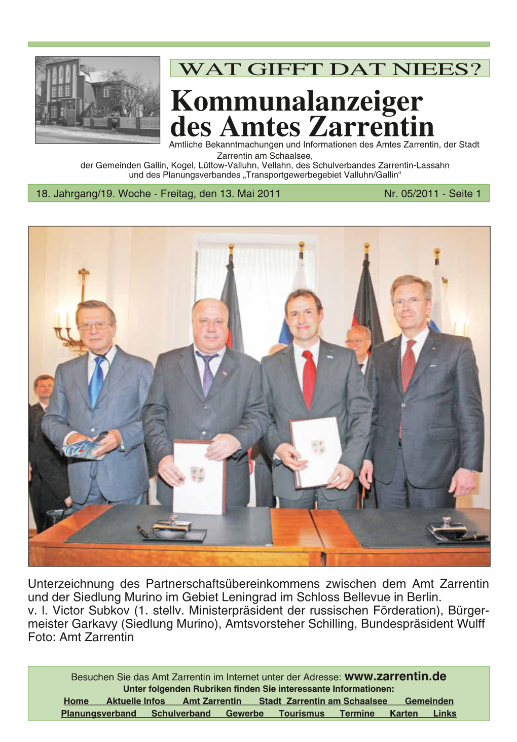 Kommunalanzeiger Des Amtes Zarrentin