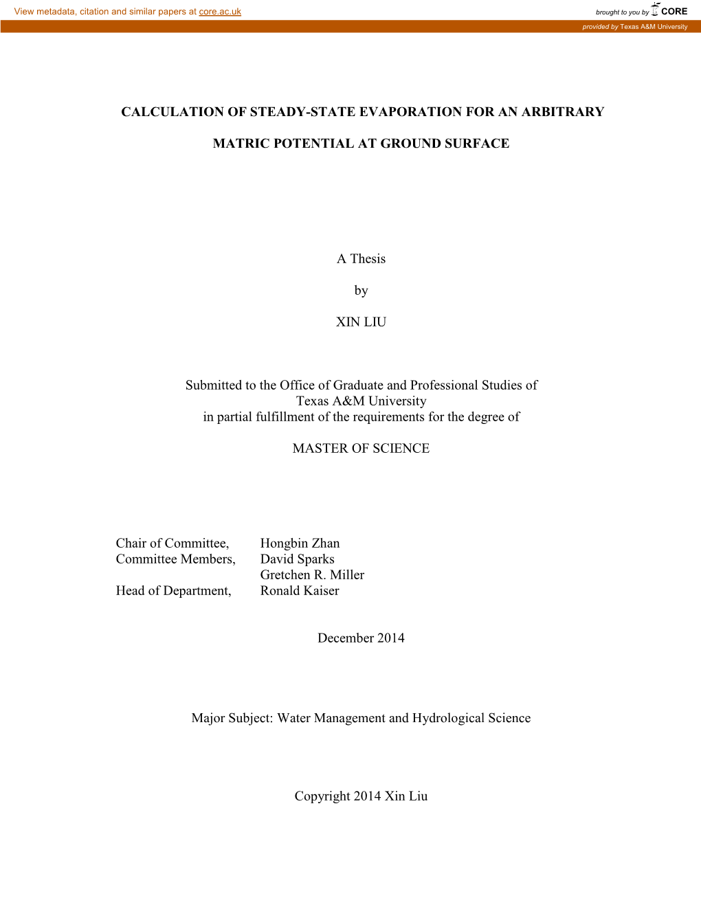 Calculation of Steady-State Evaporation for an Arbitrary