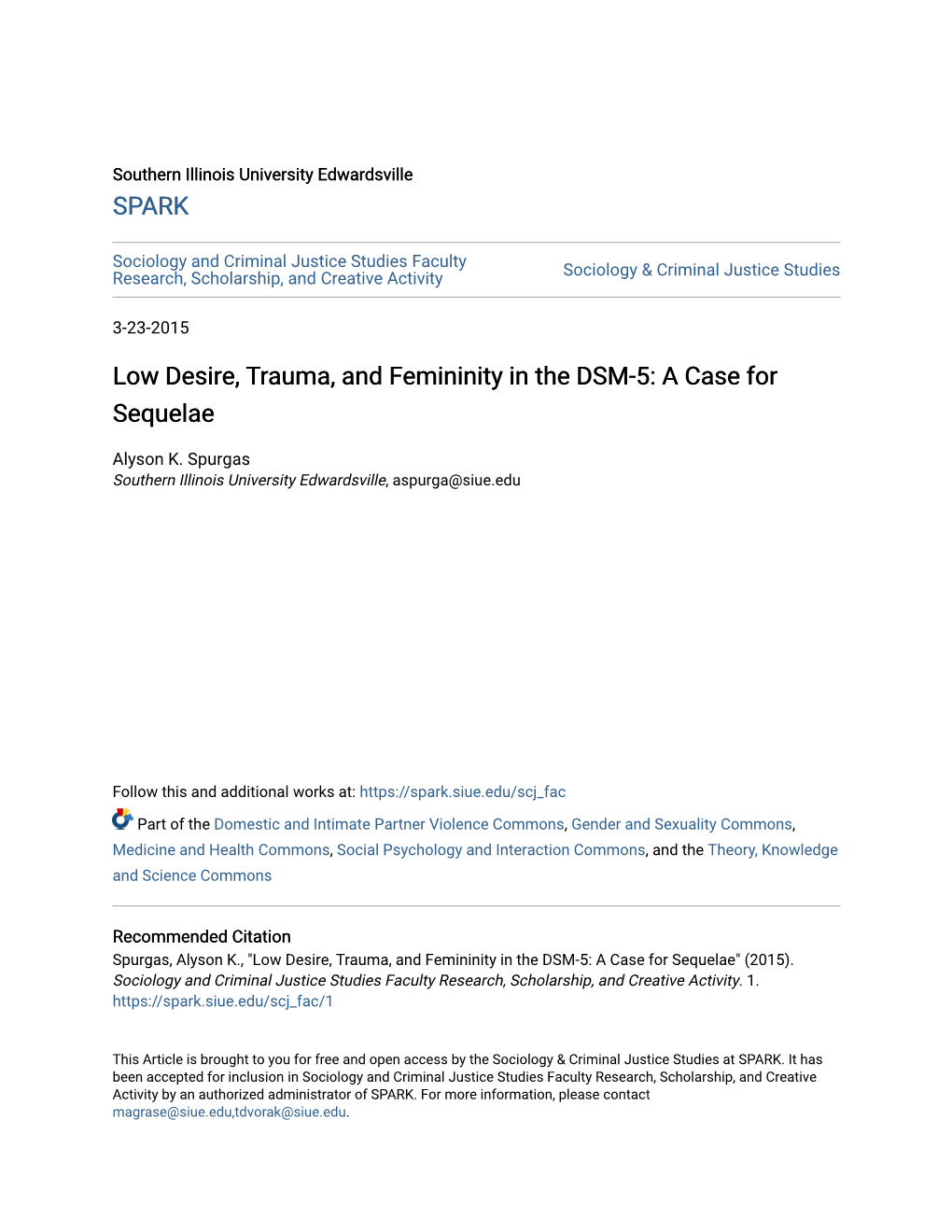 Low Desire, Trauma, and Femininity in the DSM-5: a Case for Sequelae