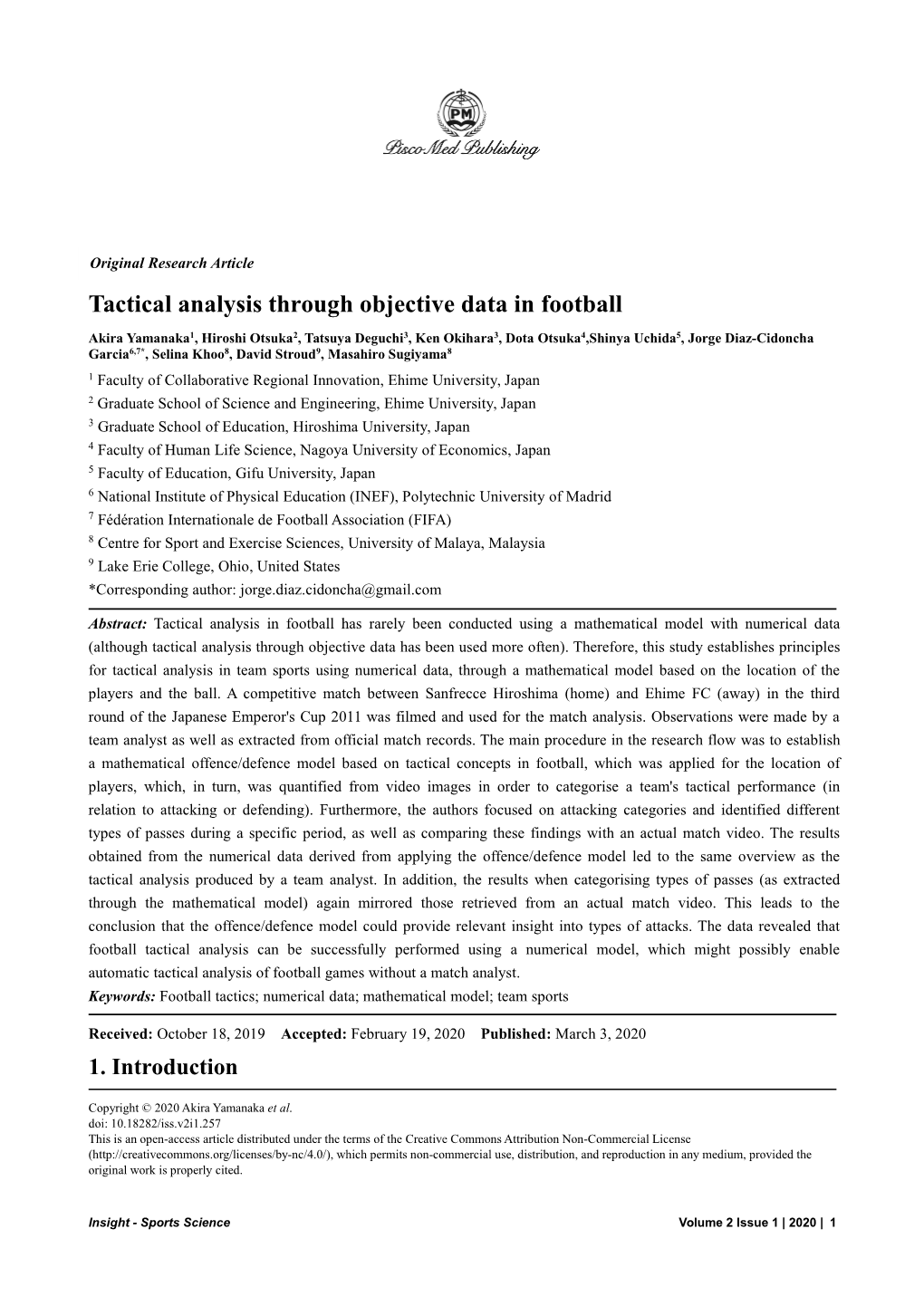Tactical Analysis Through Objective Data in Football