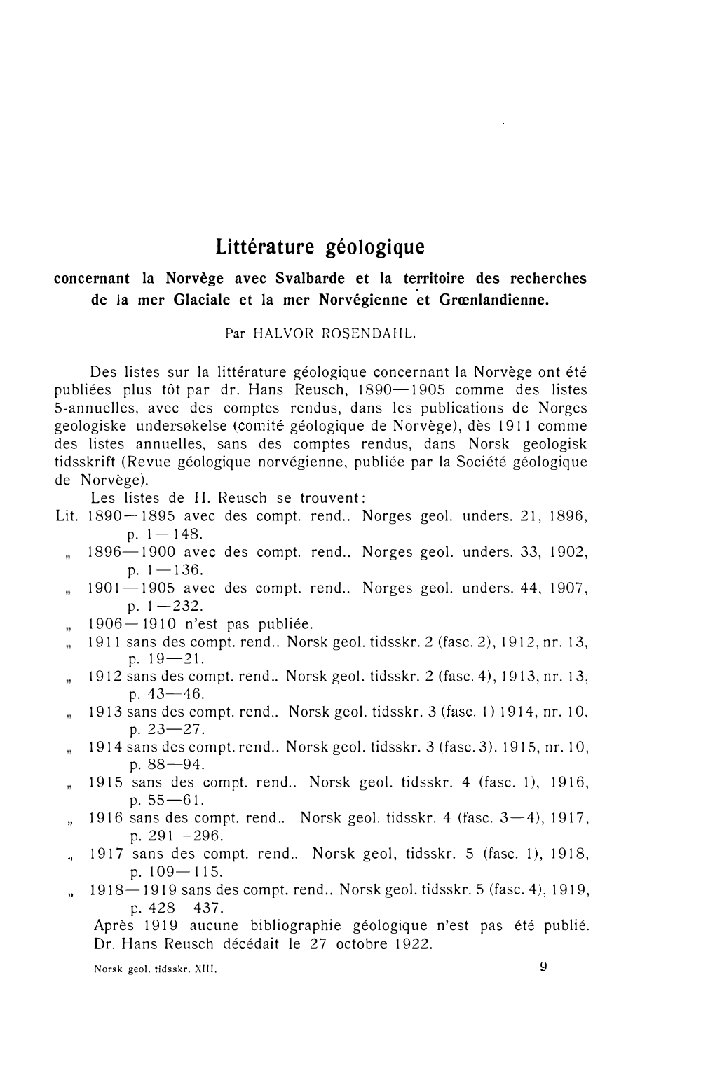 Litterature Geo1ogique