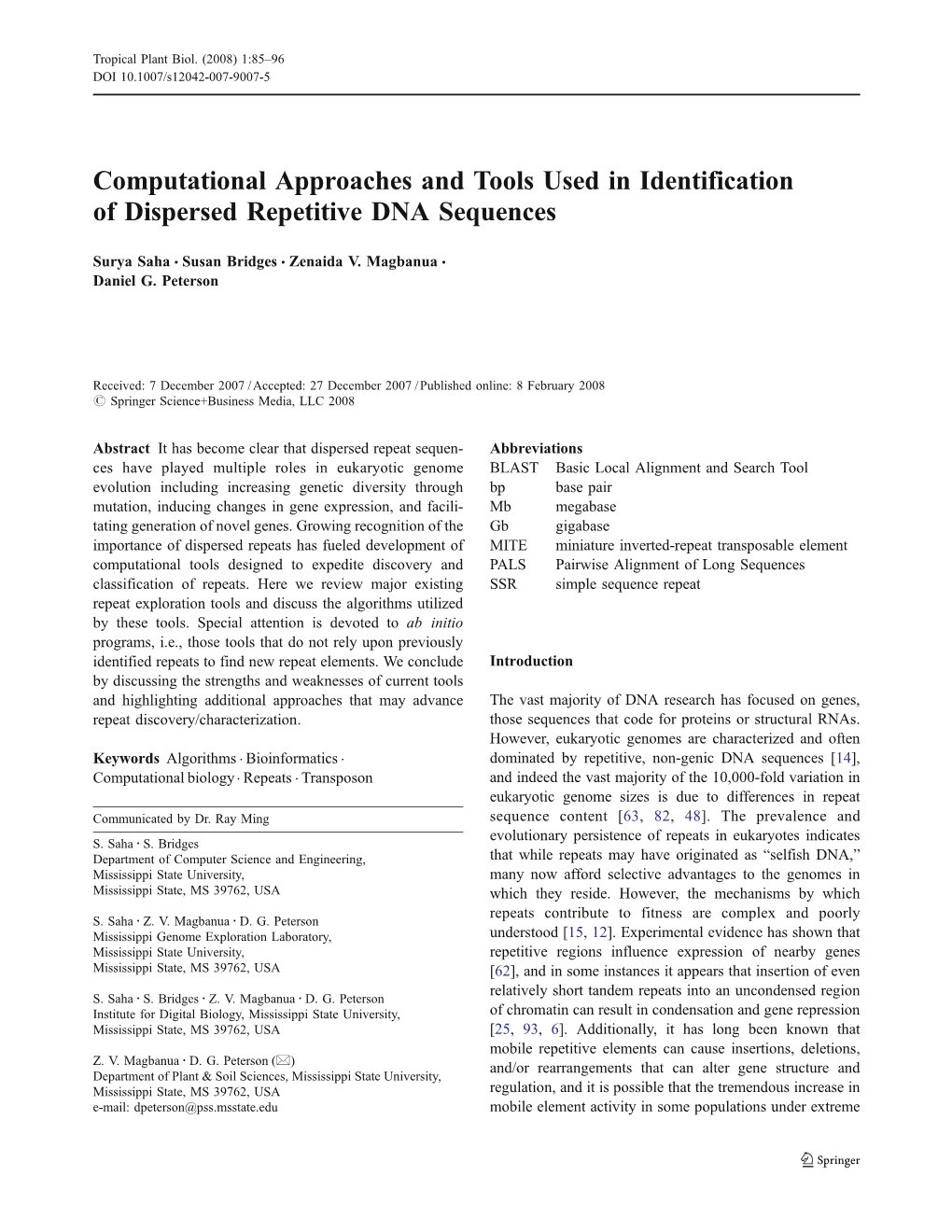 Computational Approaches and Tools Used in Identification of Dispersed Repetitive DNA Sequences