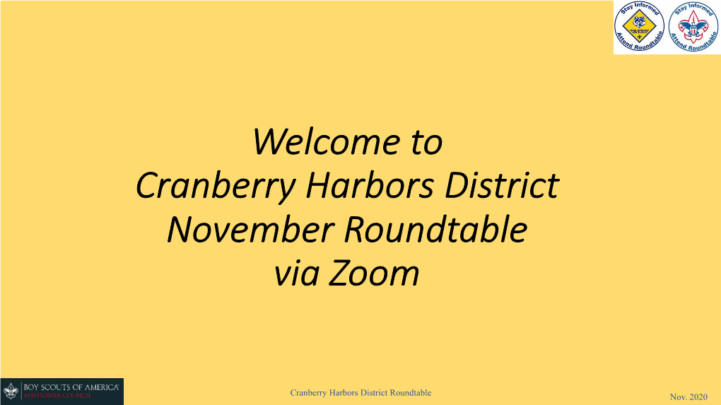 Cranberry Harbors District November Roundtable Via Zoom