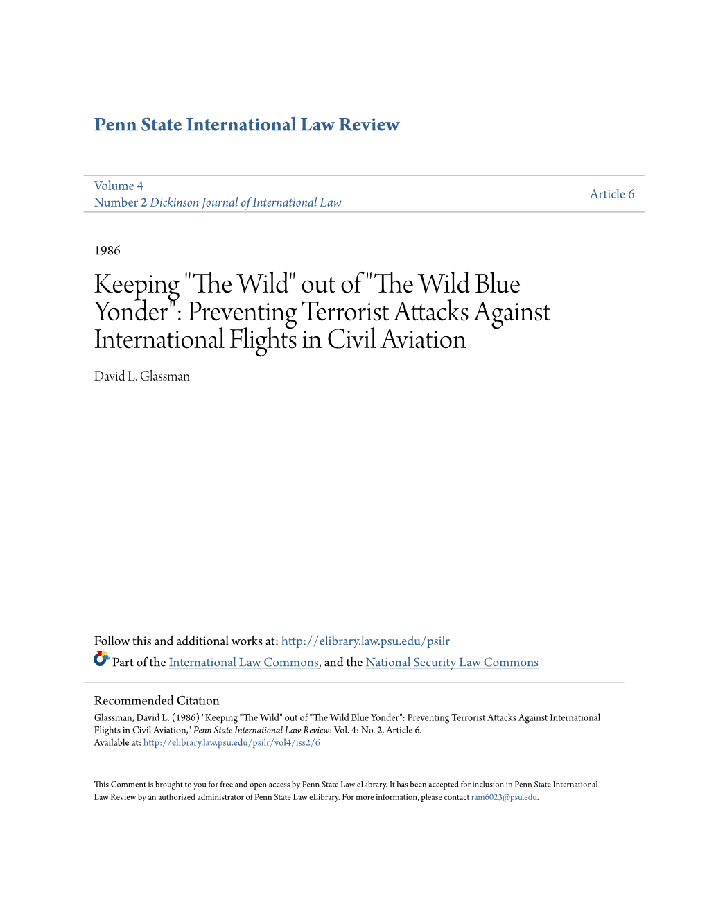 Preventing Terrorist Attacks Against International Flights in Civil Aviation David L