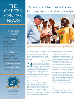 25 Years of the Carter Center: CARTER Changing Agenda, Enduring Principles B B U G
