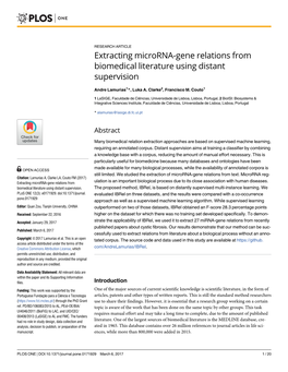 Extracting Microrna-Gene Relations from Biomedical Literature Using Distant Supervision