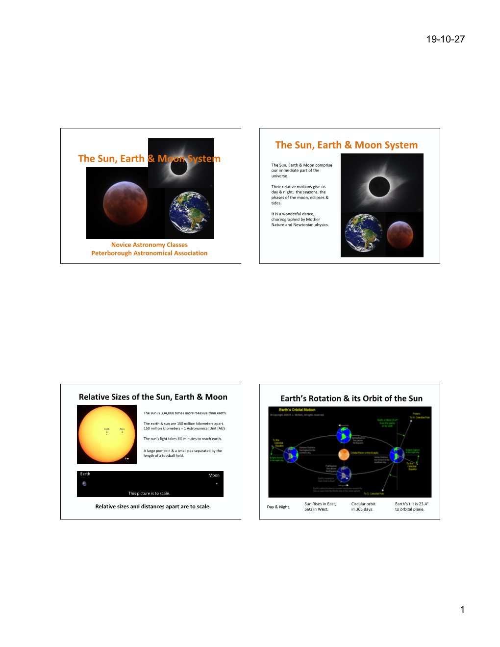 The Sun, Earth & Moon System the Sun, Earth & Moon System