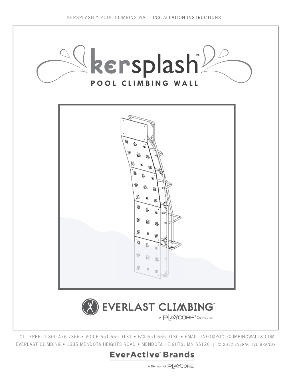 Kersplash™ Pool Climbing Wall Installation Instructions