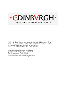 2013 Further Assessment Report for City of Edinburgh Council