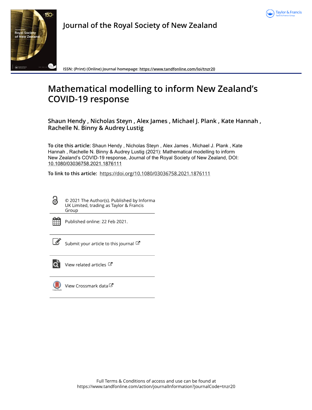 Mathematical Modelling to Inform New Zealand's COVID-19 Response