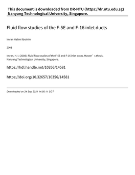 Fluid Flow Studies of the F‑5E and F‑16 Inlet Ducts