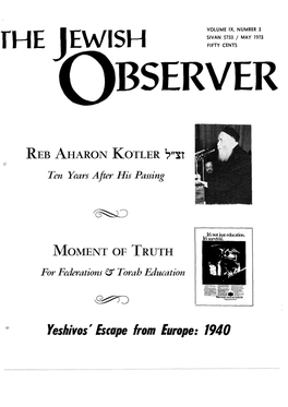 Yeshivas' Escape from Europe: 1940 the JEWISH QBSERVER