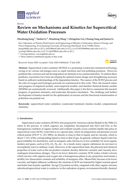 Review on Mechanisms and Kinetics for Supercritical Water Oxidation Processes