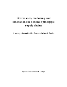 Governance, Marketing and Innovations in Beninese Pineapple Supply Chains
