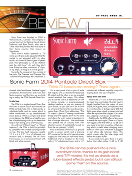 Sonic Farm 2DI4 Pentode Direct Box Think DI Boxes Are Boring? Think Again