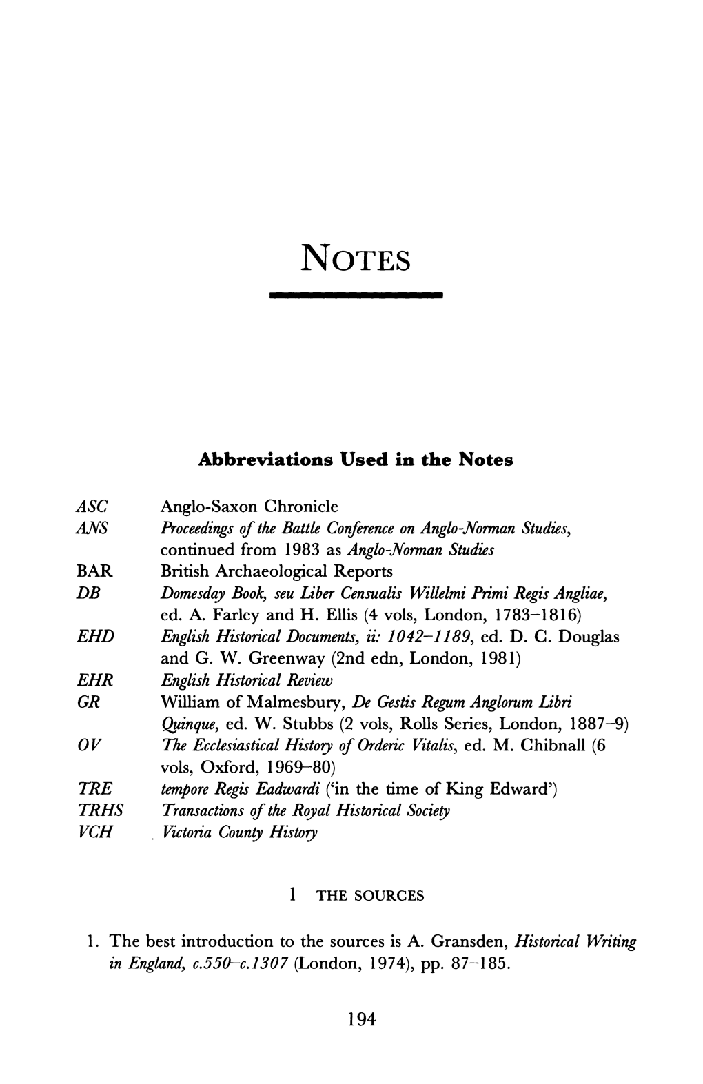 Greenway (2Nd Edn, London, 1981) EHR English Historical Review GR William of Malmesbury, De Gestis Regum Anglorum Libri Qyinque, Ed