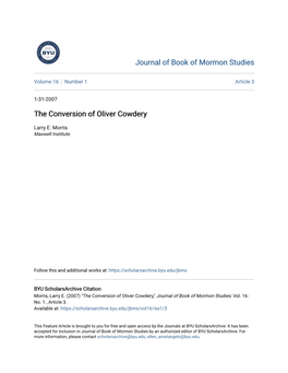 The Conversion of Oliver Cowdery