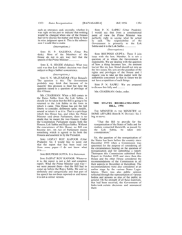 1353 States Reorganisation [RAJYASABHA] Bill, 1956 1354