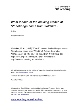What If None of the Building Stones at Stonehenge Came from Wiltshire?