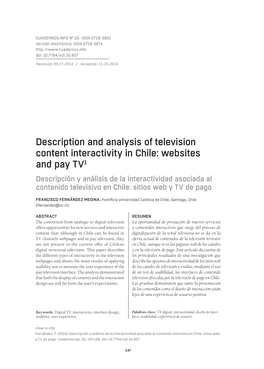Description and Analysis of Television Content Interactivity in Chile