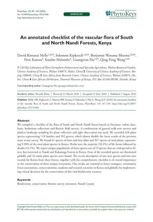 An Annotated Checklist of the Vascular Flora of South and North Nandi Forests, Kenya