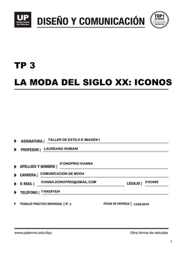 Tp 3 La Moda Del Siglo Xx: Iconos