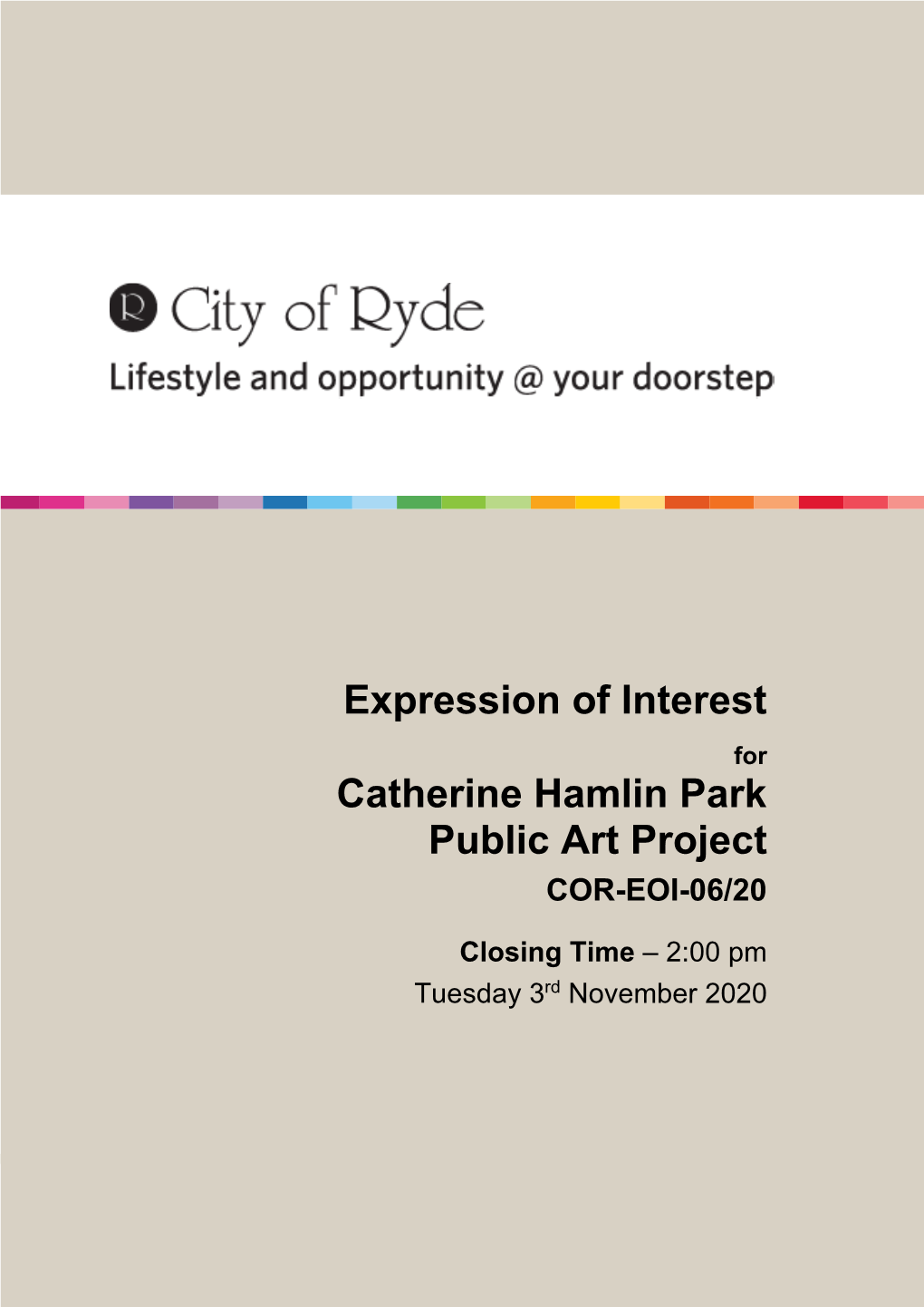 Expression of Interest Catherine Hamlin Park Public Art Project