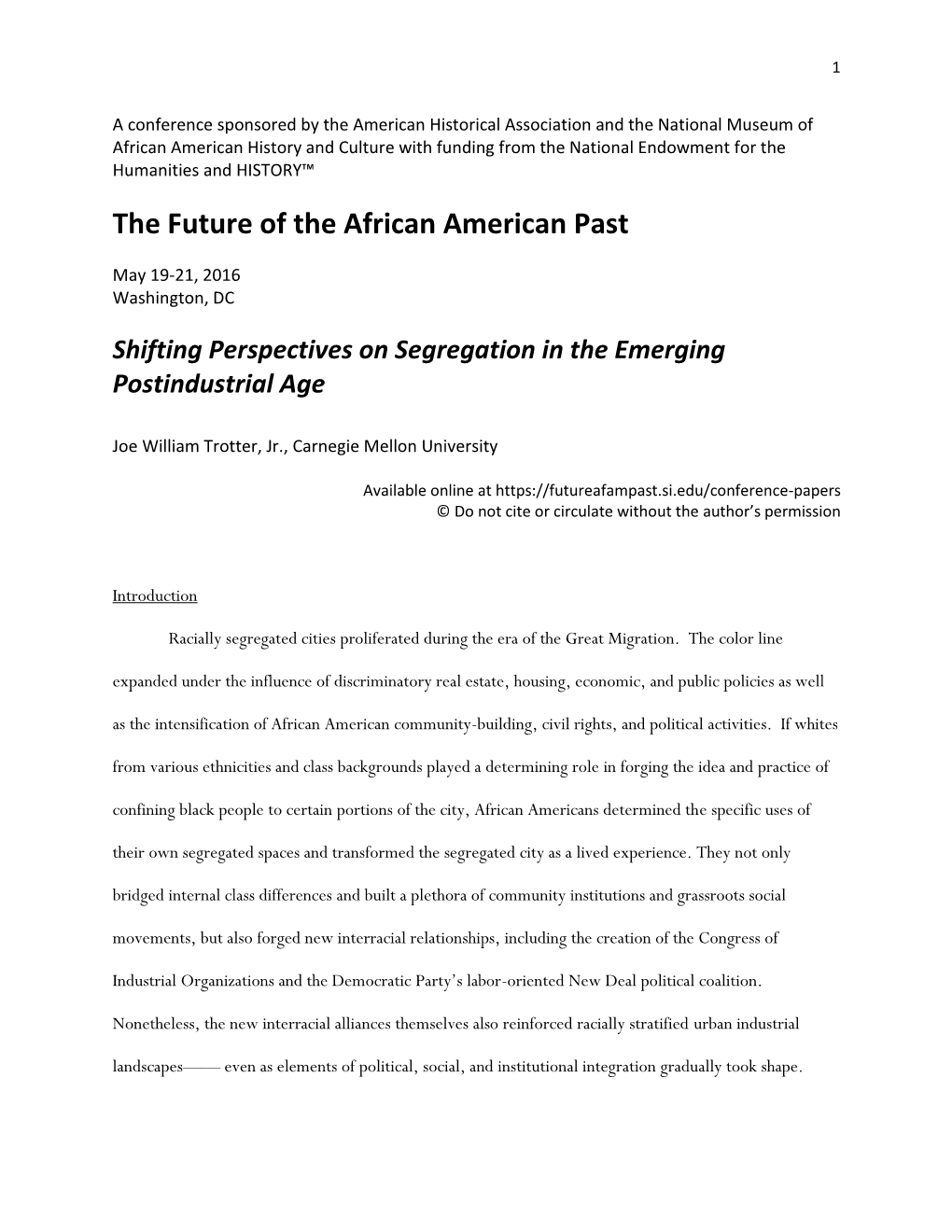 Shifting Perspectives on Segregation in the Emerging Postindustrial Age