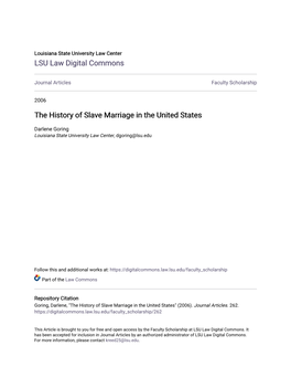 The History of Slave Marriage in the United States