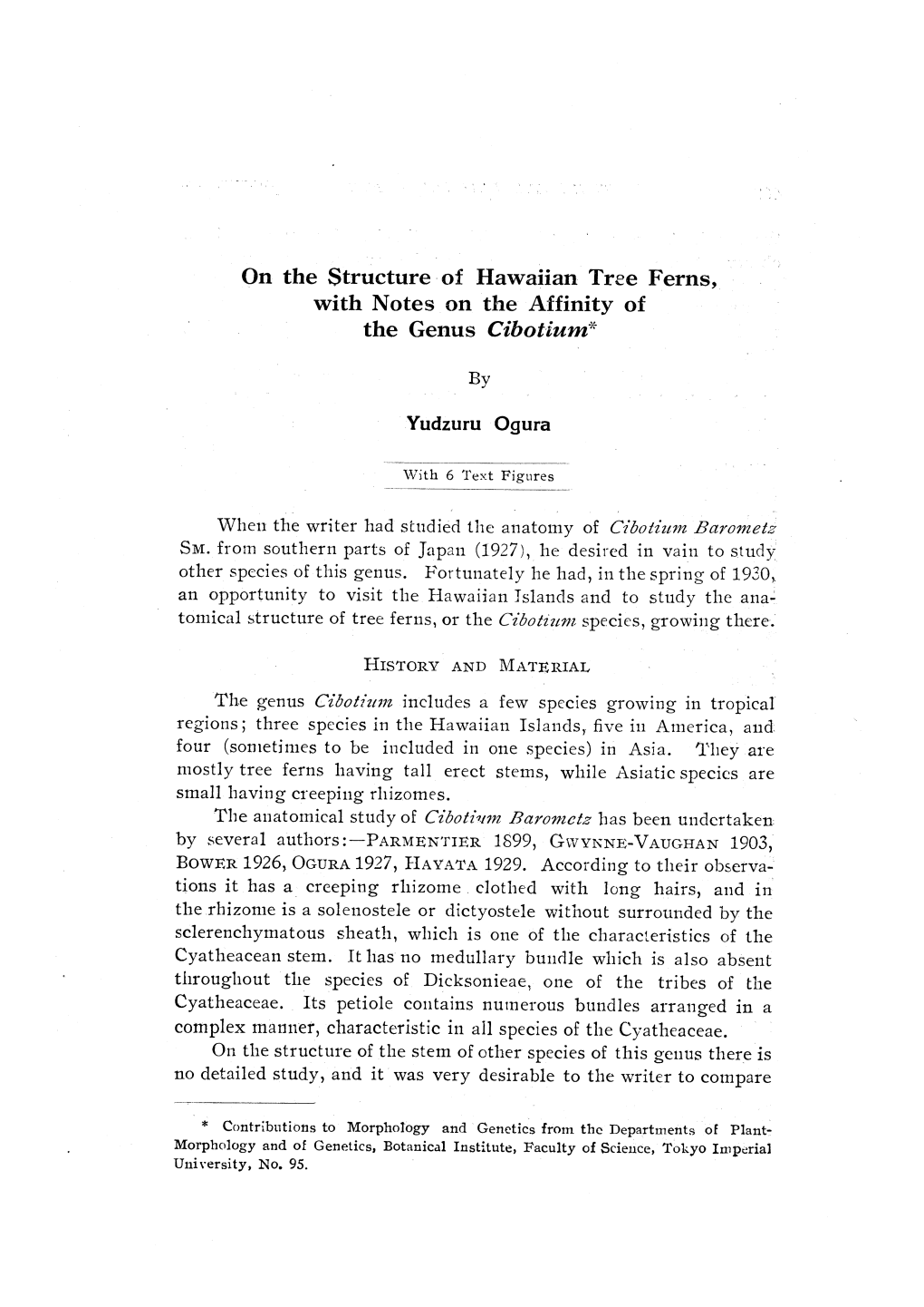 On the Structure of Hawaiian Tree Ferns, with Notes on the Affinity of the Genus Cibotium*