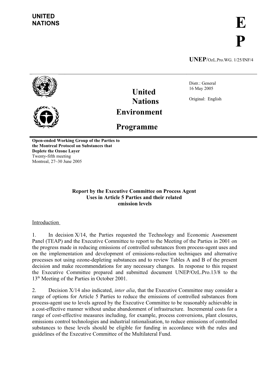 Process Agent Uses in A5 and Related Emissions